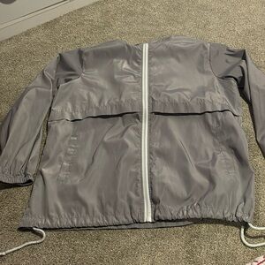 Grey windbreaker jacket with hood